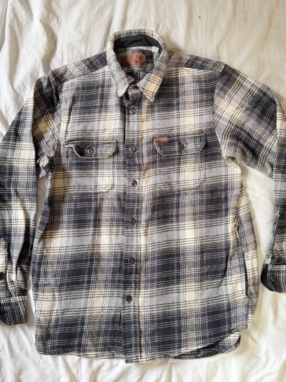 Orvis Flannel Black and White Plaid Button-Up Shirt Jacket S